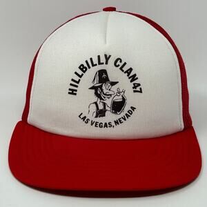 Vintage 80s Shriners Hillbilly Clan 47 Trucker Hat Baseball Cap Snapback Red